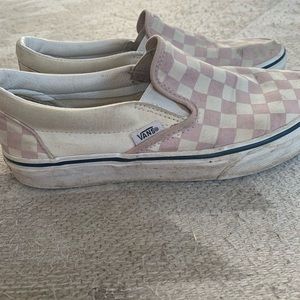Pink Checkered Slip On Vans